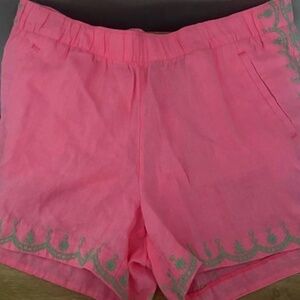 Lilly Pulitzer NWT Lagoon Linen shorts in pink and green